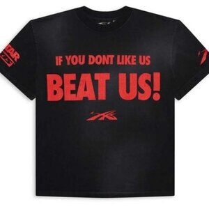 Hellstar “Beat Us” Statement Tee – Black/Red